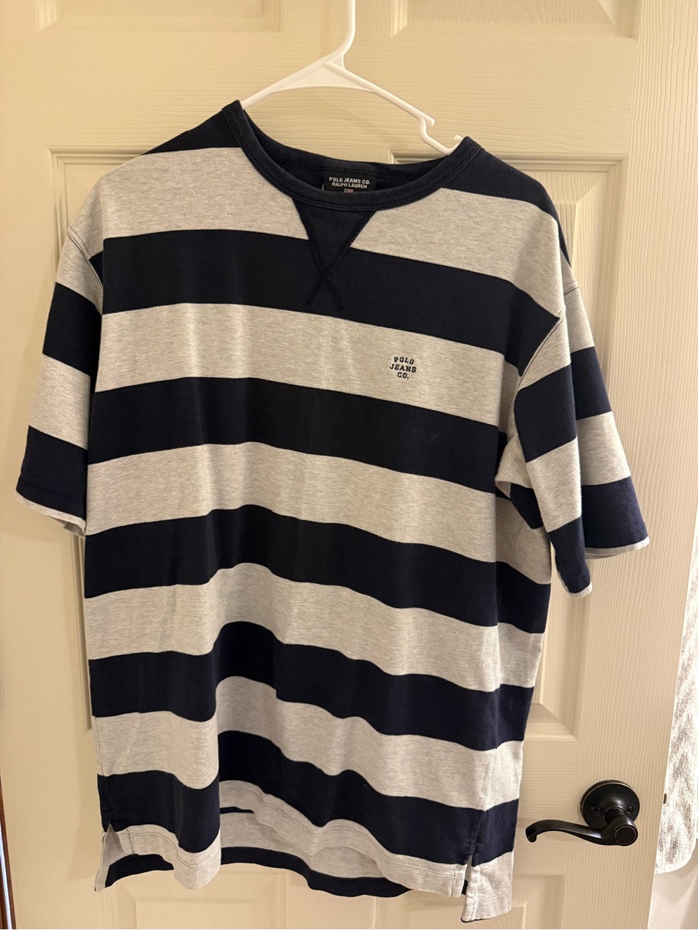 Polo by Ralph Lauren Navy and Light Gray Horizontal Stripe Tee